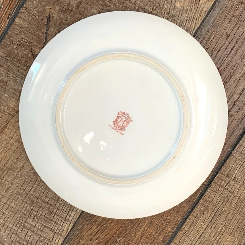 Vintage Noritake handpainted ceramic candle plate with Handle Trinket Plate 5.5